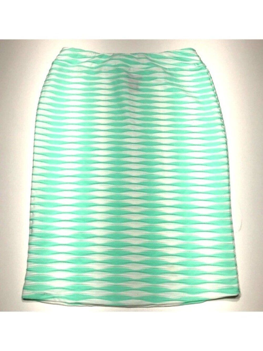 Soho Womens Large Lime Green White Textured Straight Pencil Skirt Pull On